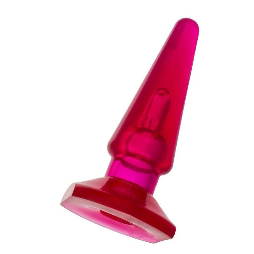 Купить розовая конусообразная анальная втулка butt plug - 9,5 см. Image