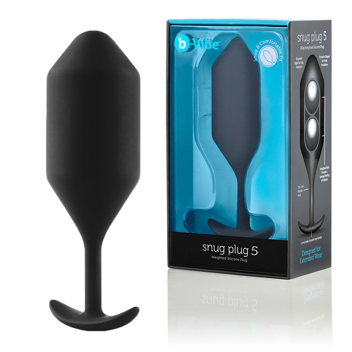 Купить чёрная пробка для ношения b-vibe snug plug 5 - 14 см. Image