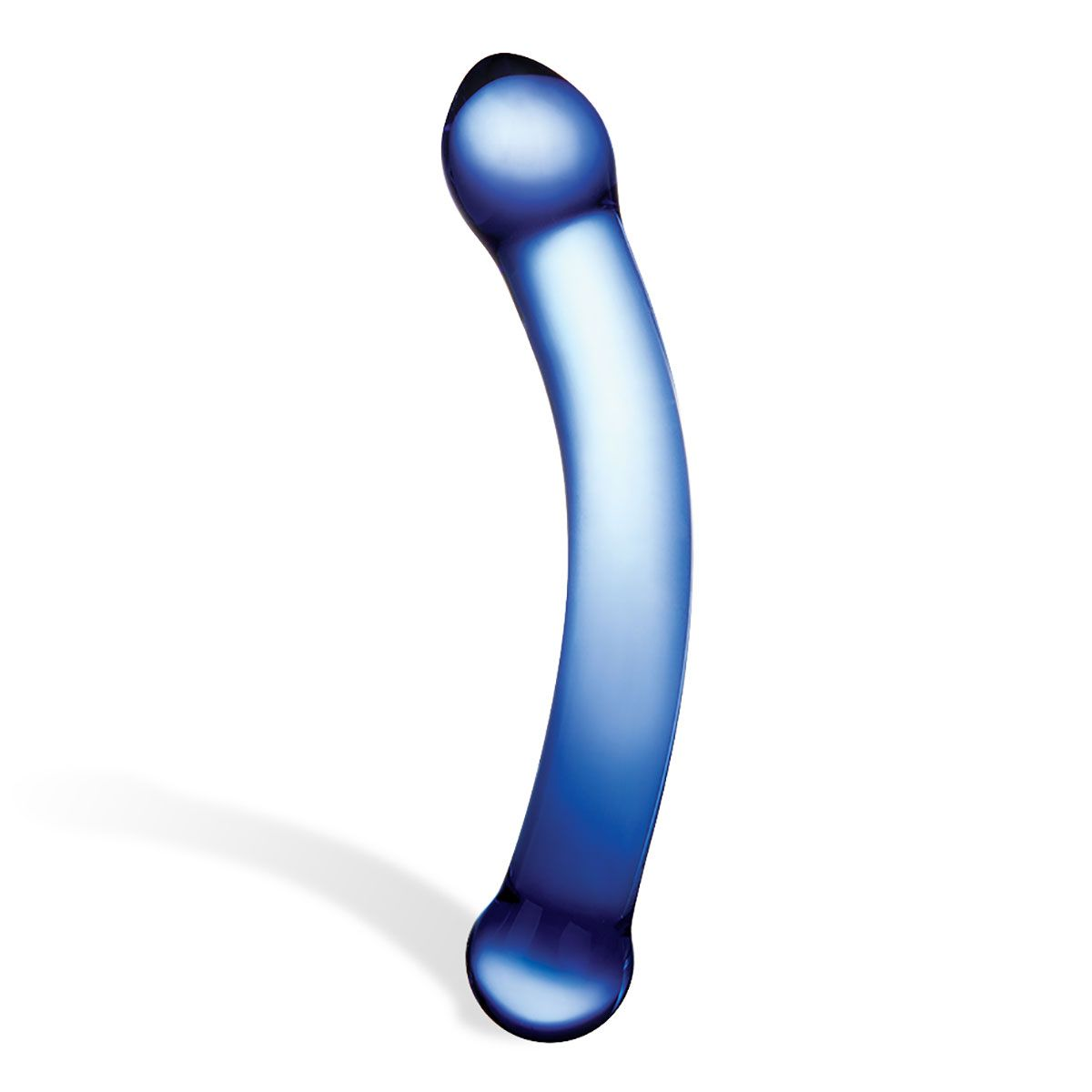 Купить синий изогнутый фаллоимитатор curved g-spot glass dildo - 16 см. Image