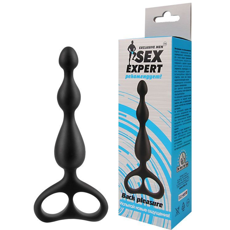 Купить чёрная анальная цепочка sex expert - 12,5 см. Image