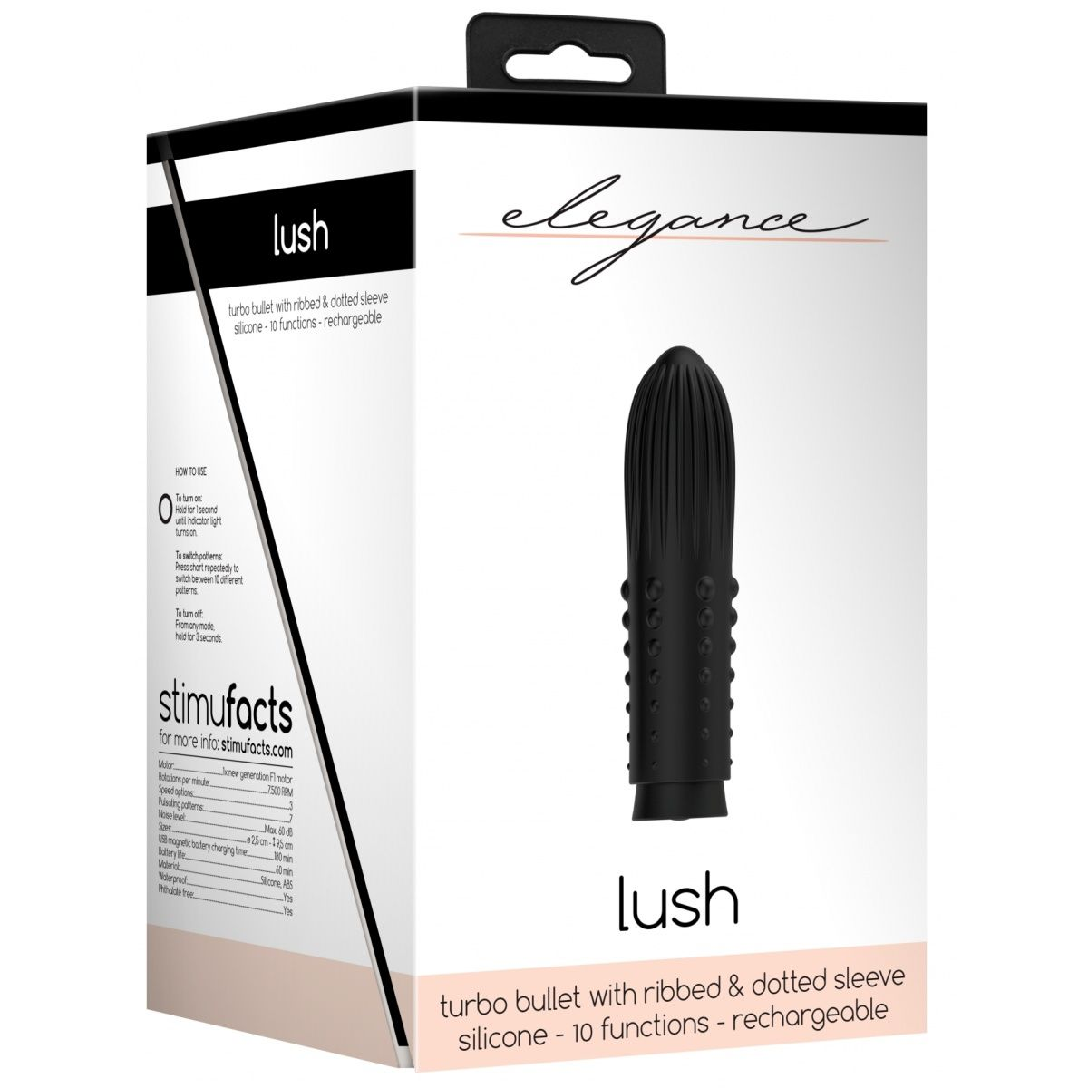 Купить черная вибропуля turbo rechargeable bullet lush - 9,8 см. Image