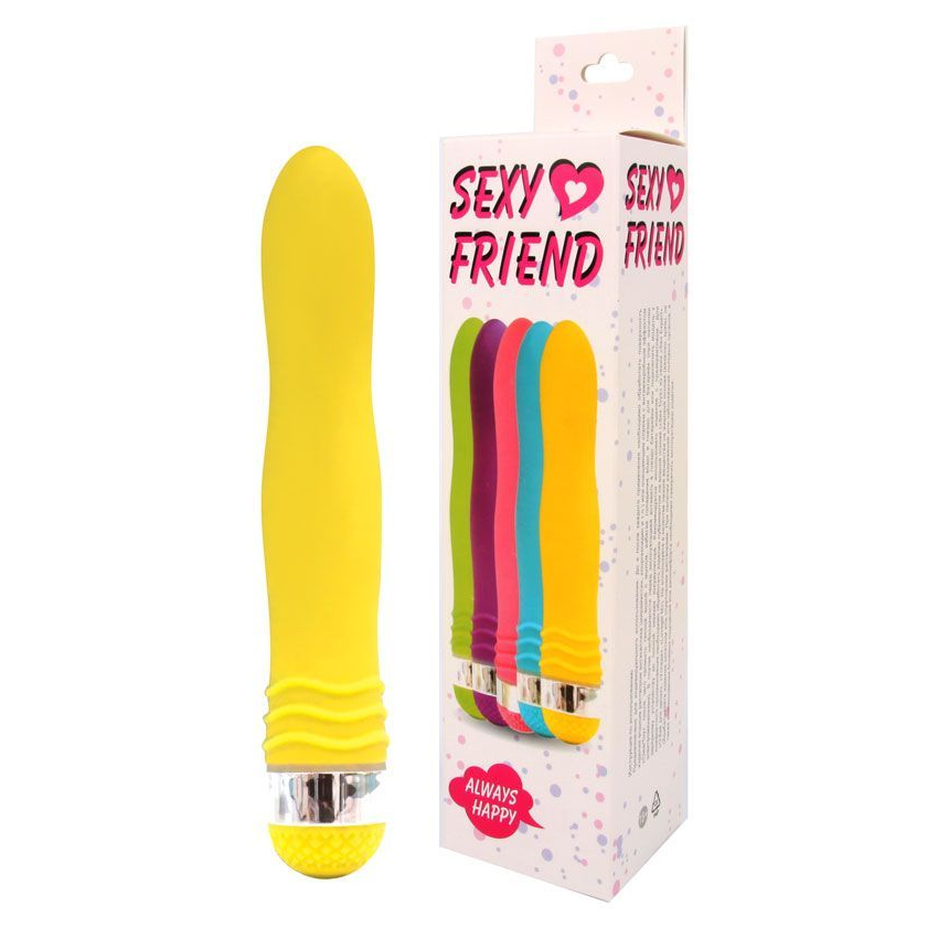 Купить желтый эргономичный вибратор sexy friend - 17,5 см. Image