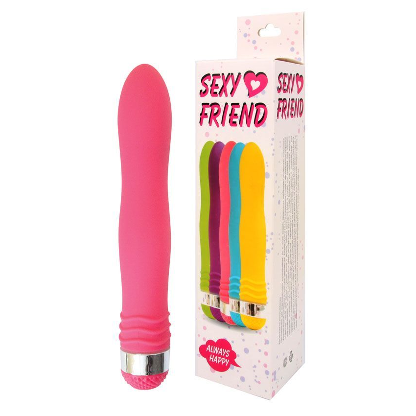 Купить розовый эргономичный вибратор sexy friend - 17,5 см. Image