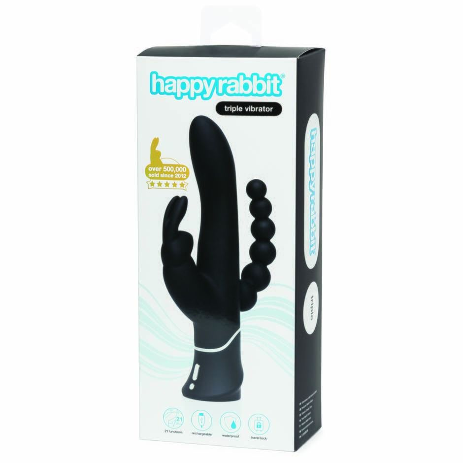 Купить черный перезаряжаемый вибратор triple curve rechargeable rabbit vibrator - 25,4 см. Image