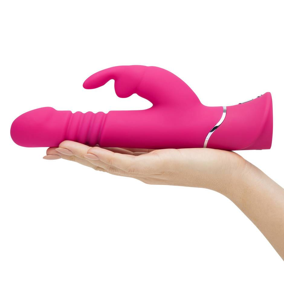 Купить розовый вибратор thrusting realistic rechargeable rabbit vibrator с имитацией толчков - 22,8 см. Image