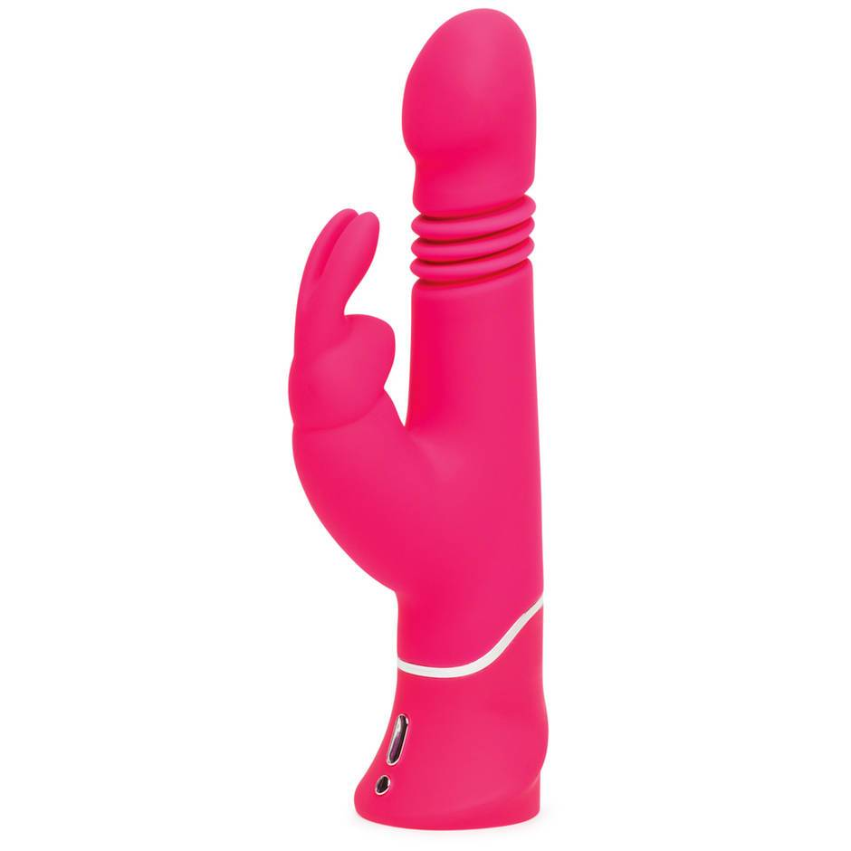 Купить розовый вибратор thrusting realistic rechargeable rabbit vibrator с имитацией толчков - 22,8 см. Image