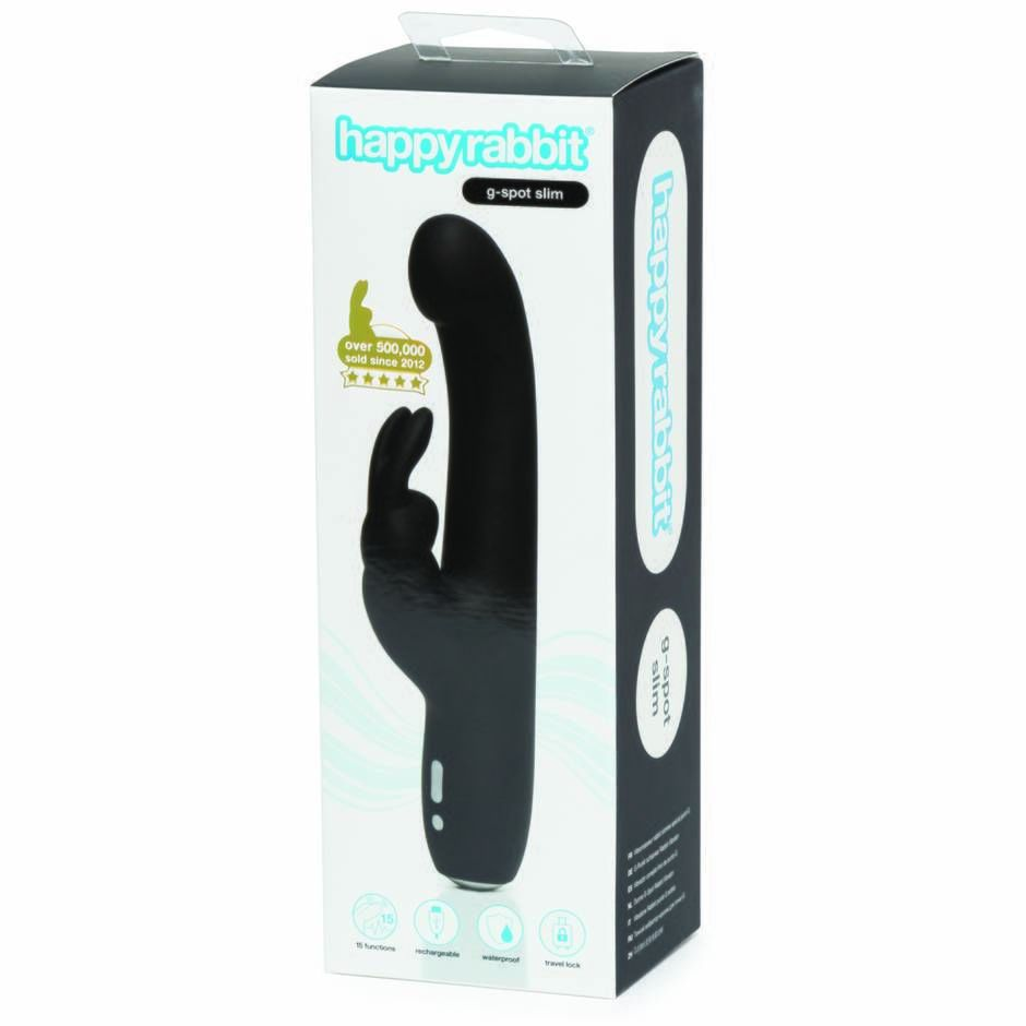 Купить чёрный вибратор slimline g-spot rechargeable rabbit vibrator - 24,1 см. Image