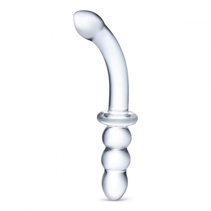 Купить прозрачный ребристый двусторонний стимулятор ribbed g-spot - 20 см. Image