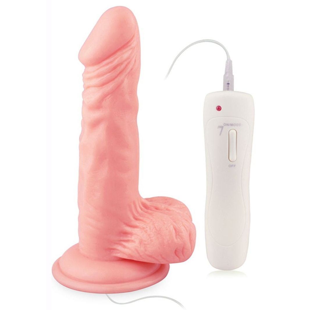 Купить телесный вибратор 7  vibrating dong with vibrating balls - 16 см. Image