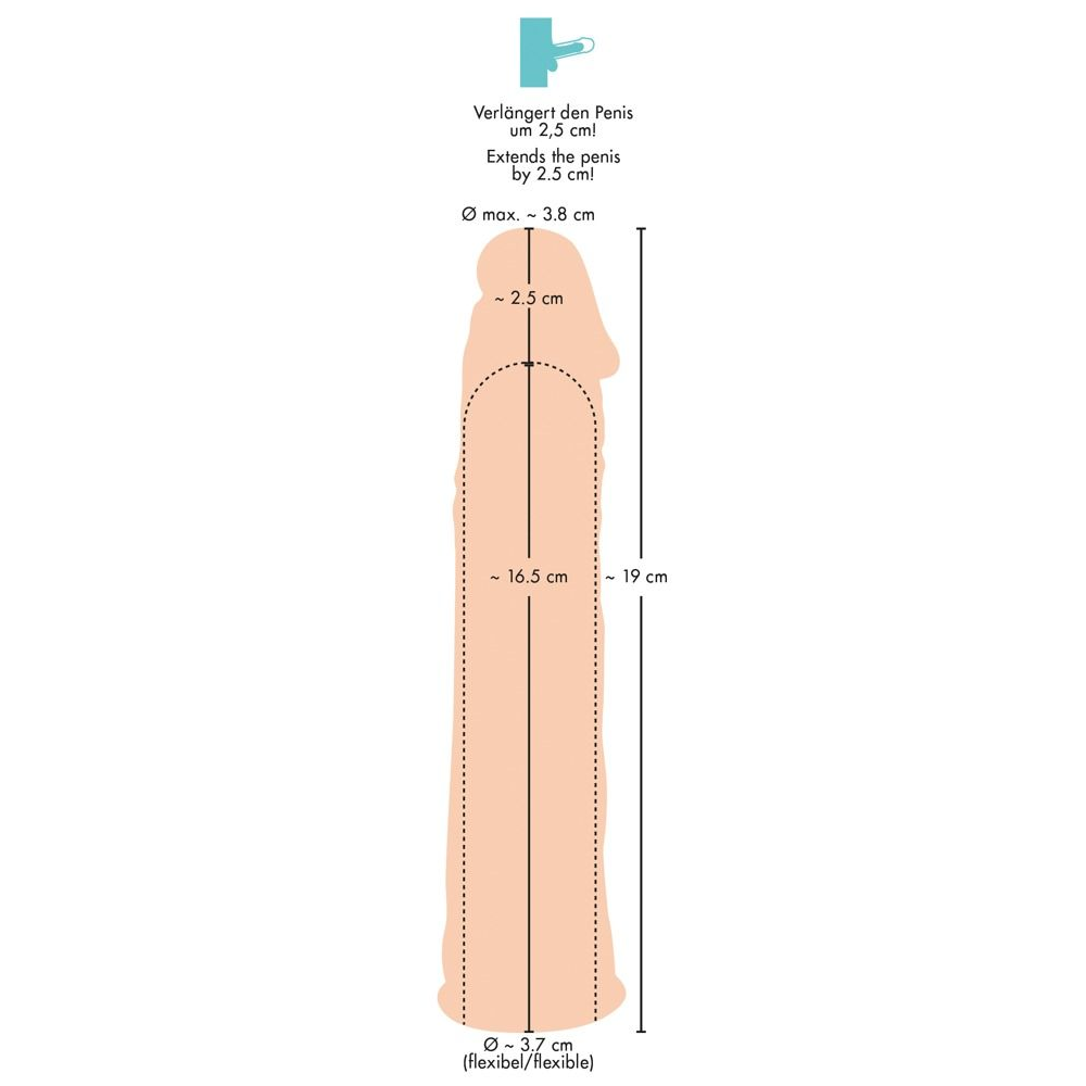 Купить телесная насадка-удлинитель silicone extension - 19 см. Image