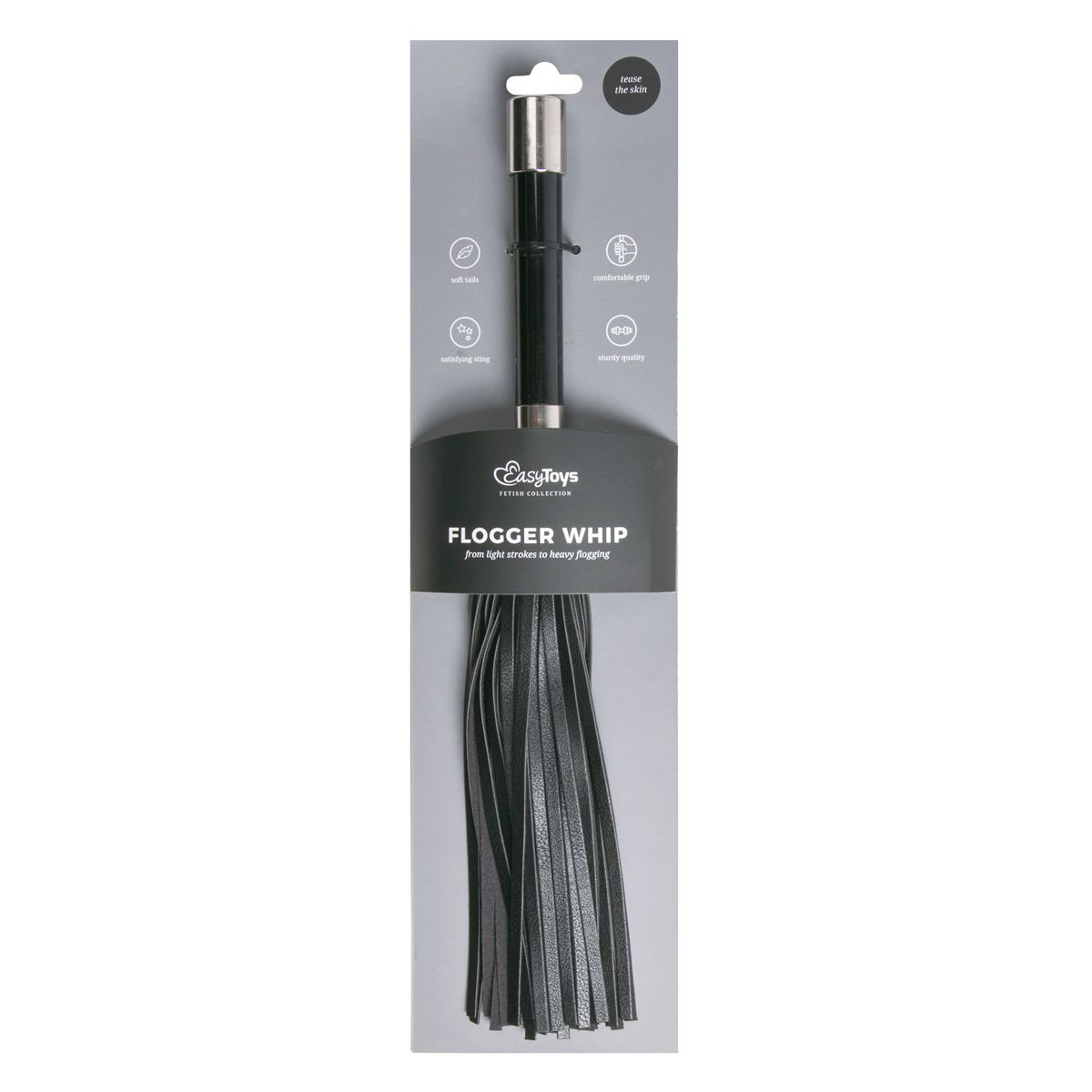 Купить черная плеть easytoys flogger with metal grip - 38 см. Image