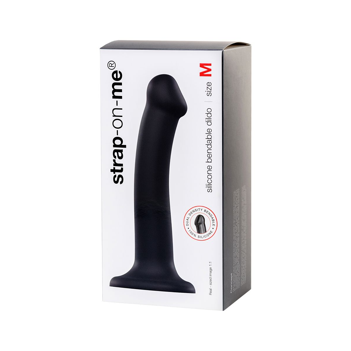 Купить черный фаллос на присоске silicone bendable dildo m - 18 см. Image