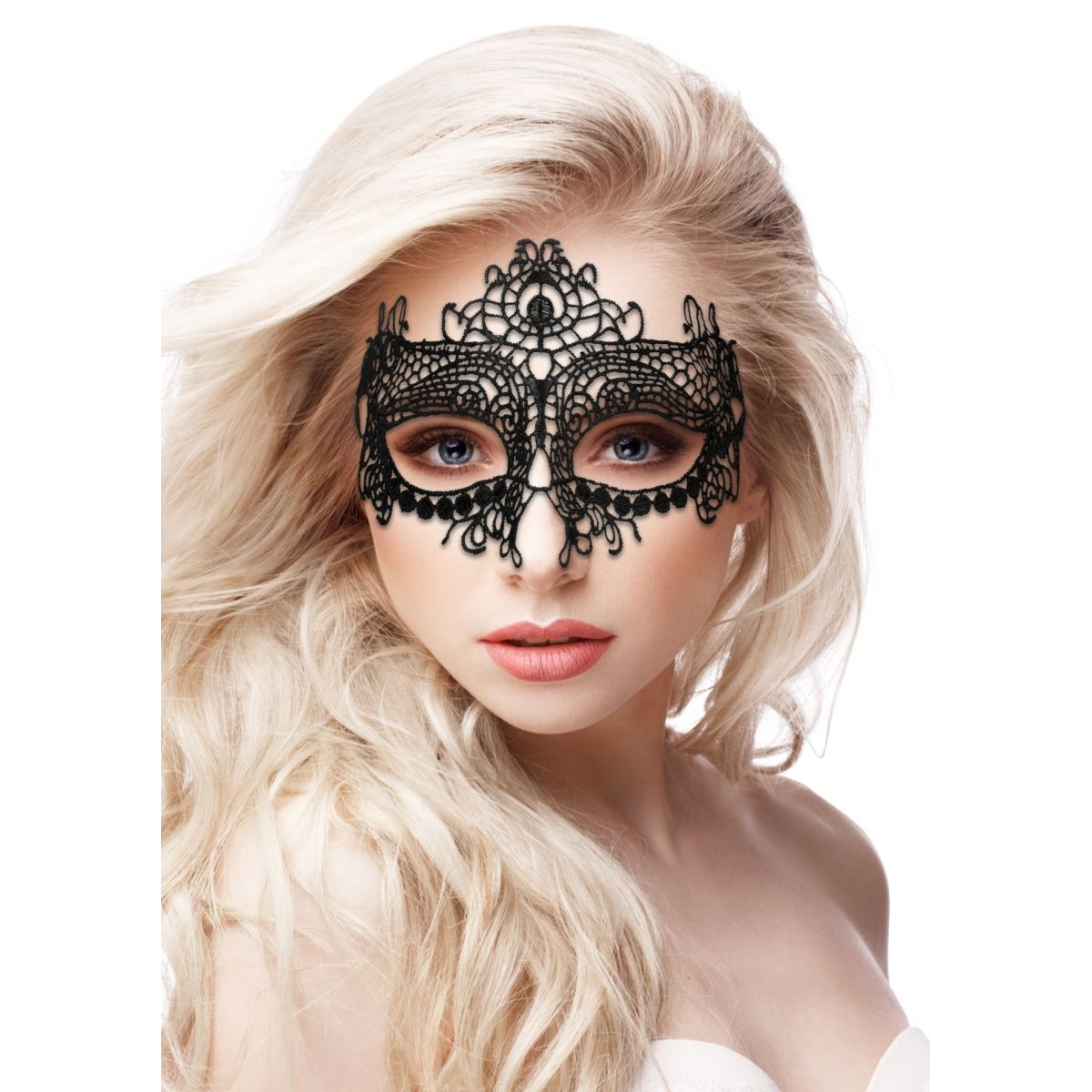 Купить черная кружевная маска на глаза queen black lace mask Image