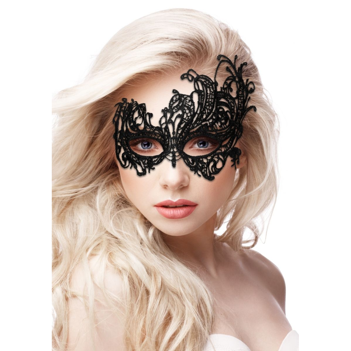 Купить черная кружевная маска ручной работы royal black lace mask Image