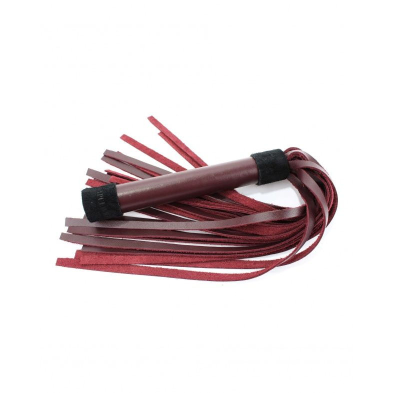 Купить бордовая плеть maroon leather whip с гладкой ручкой - 45 см. Image