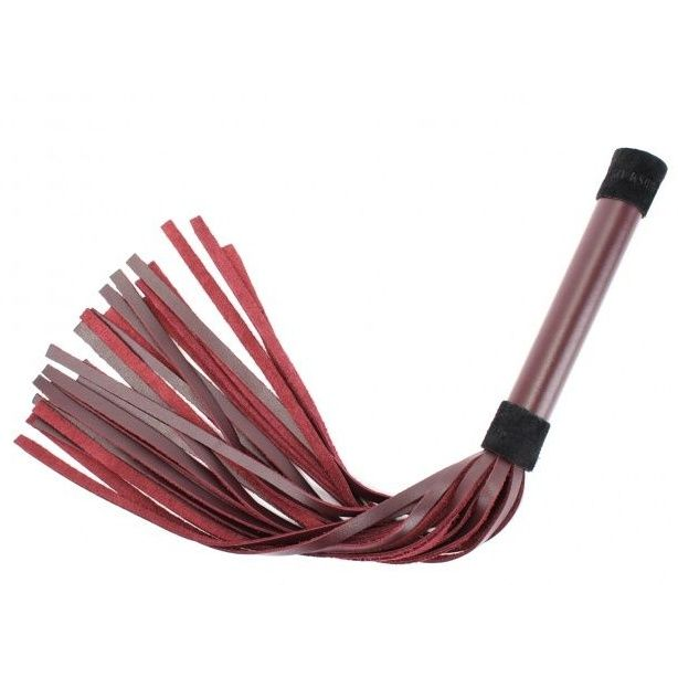 Купить бордовая плеть maroon leather whip с гладкой ручкой - 45 см. Image