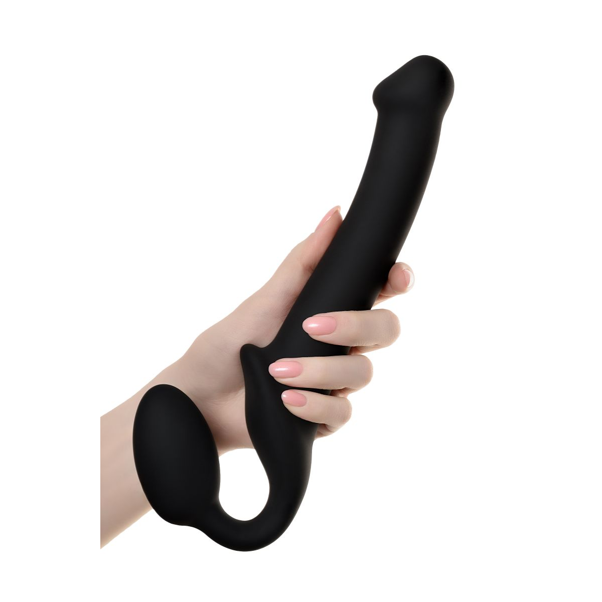 Купить черный безремневой страпон silicone bendable strap-on - size m Image