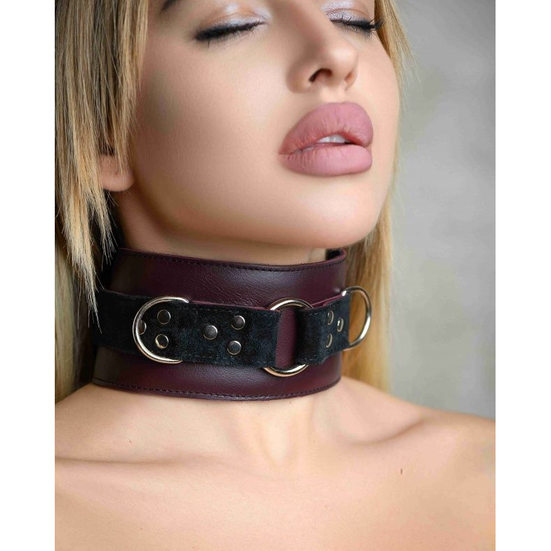 Купить бордовый ошейник maroon collar on the strap Image