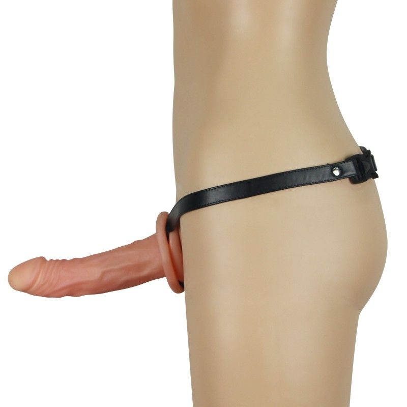 Купить телесный универсальный полый страпон unisex hollow strap on - 17 см. Image