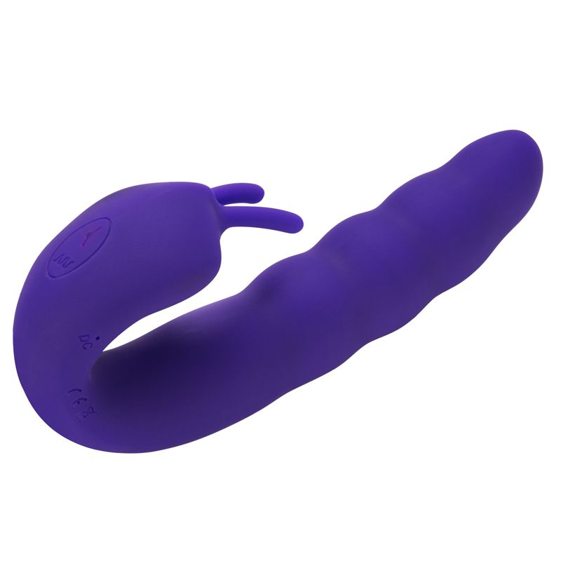 Купить фиолетовый вибратор ribbed dual stimulator with rolling ball - 17 см. Image