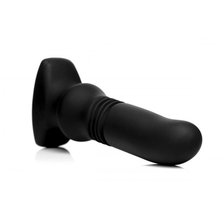 Купить черный фрикционный вибратор silicone vibrating & thrusting plug with remote control - 17,1 см. Image