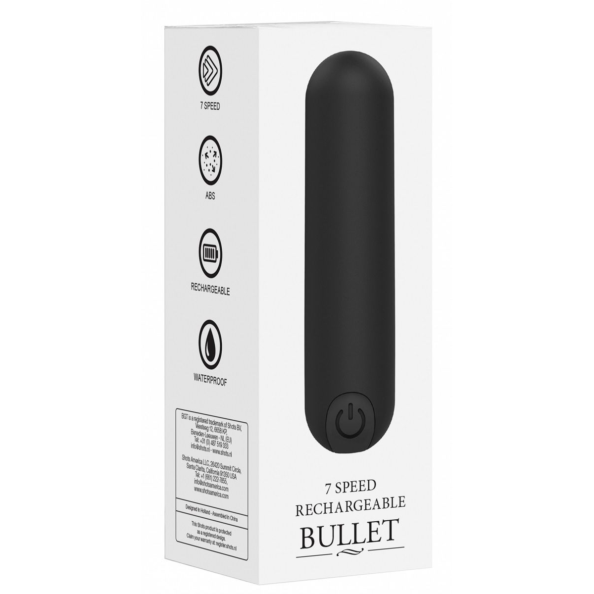 Купить черная перезаряжаемая вибропуля 7 speed rechargeable bullet - 7,7 см. Image