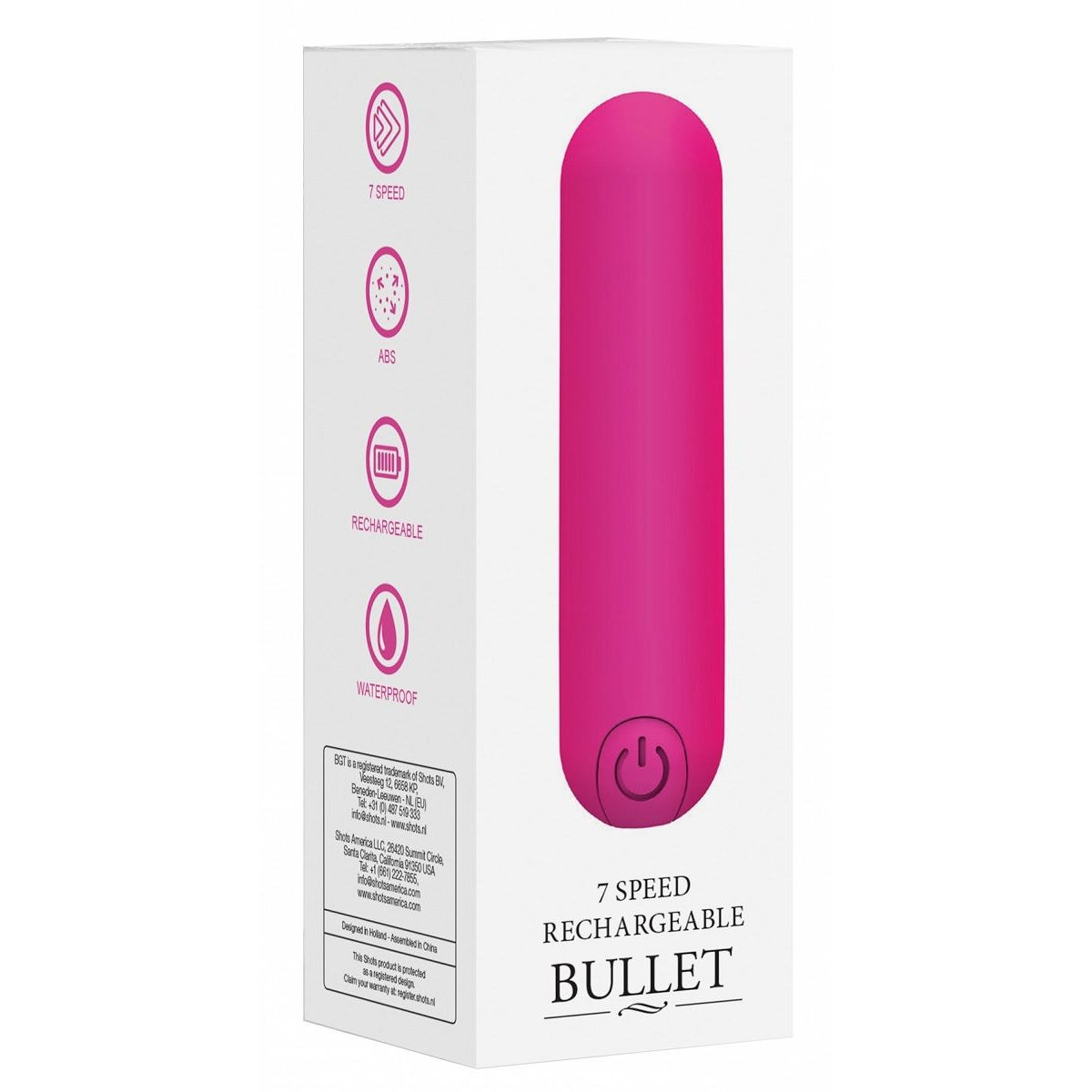 Купить розовая перезаряжаемая вибропуля 7 speed rechargeable bullet - 7,7 см. Image