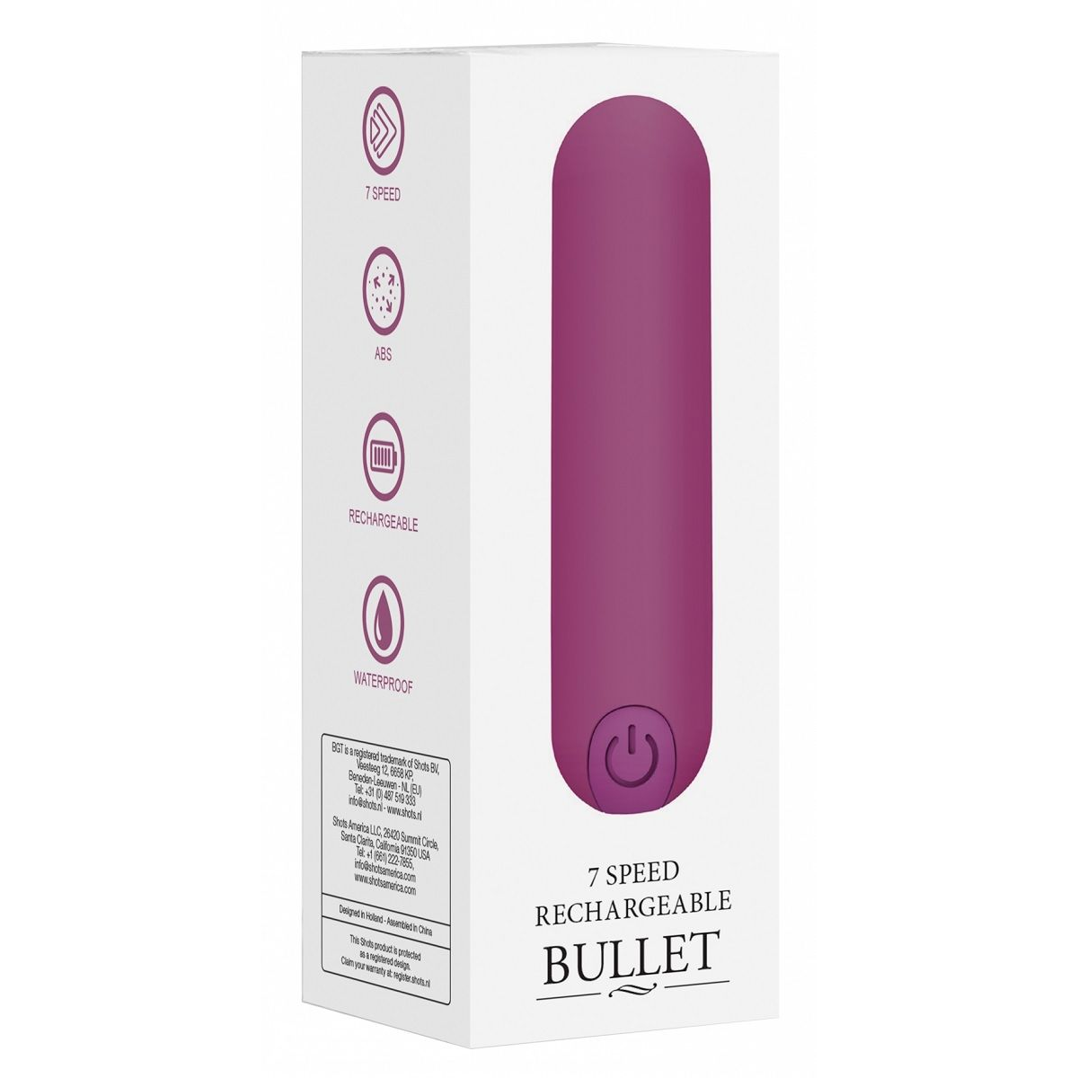 Купить фиолетовая перезаряжаемая вибропуля 7 speed rechargeable bullet - 7,7 см. Image