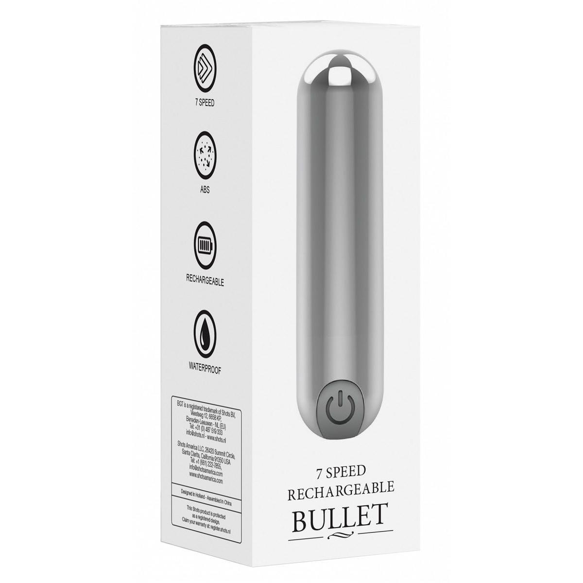 Купить серебристая перезаряжаемая вибропуля 7 speed rechargeable bullet - 7,7 см. Image