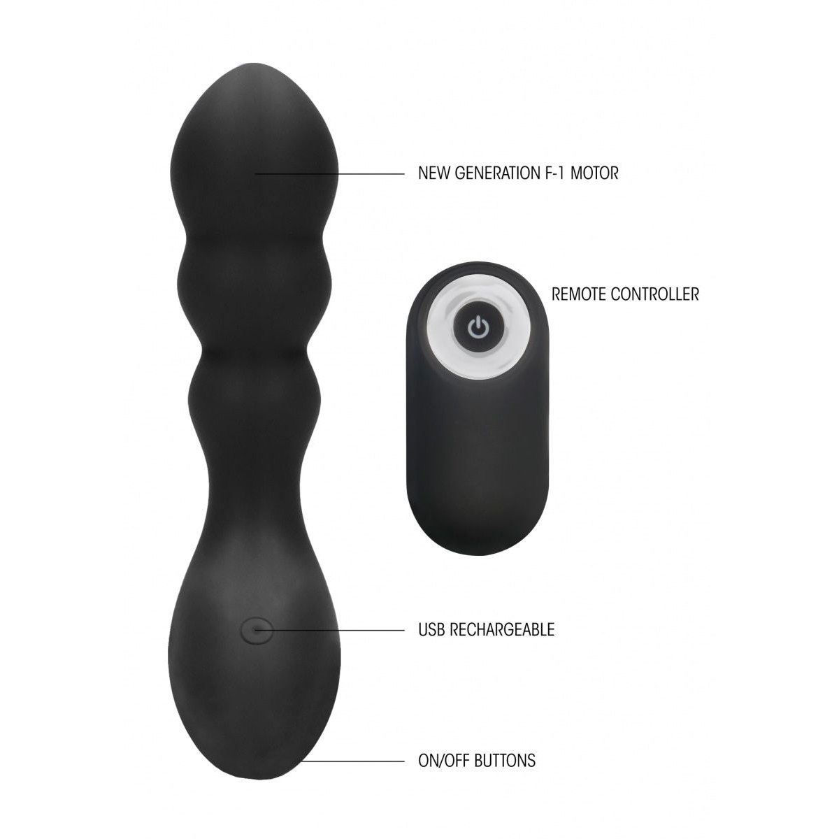 Купить черный массажер простаты с пультом n 78 rechargeable anal stimulator - 12 см. Image