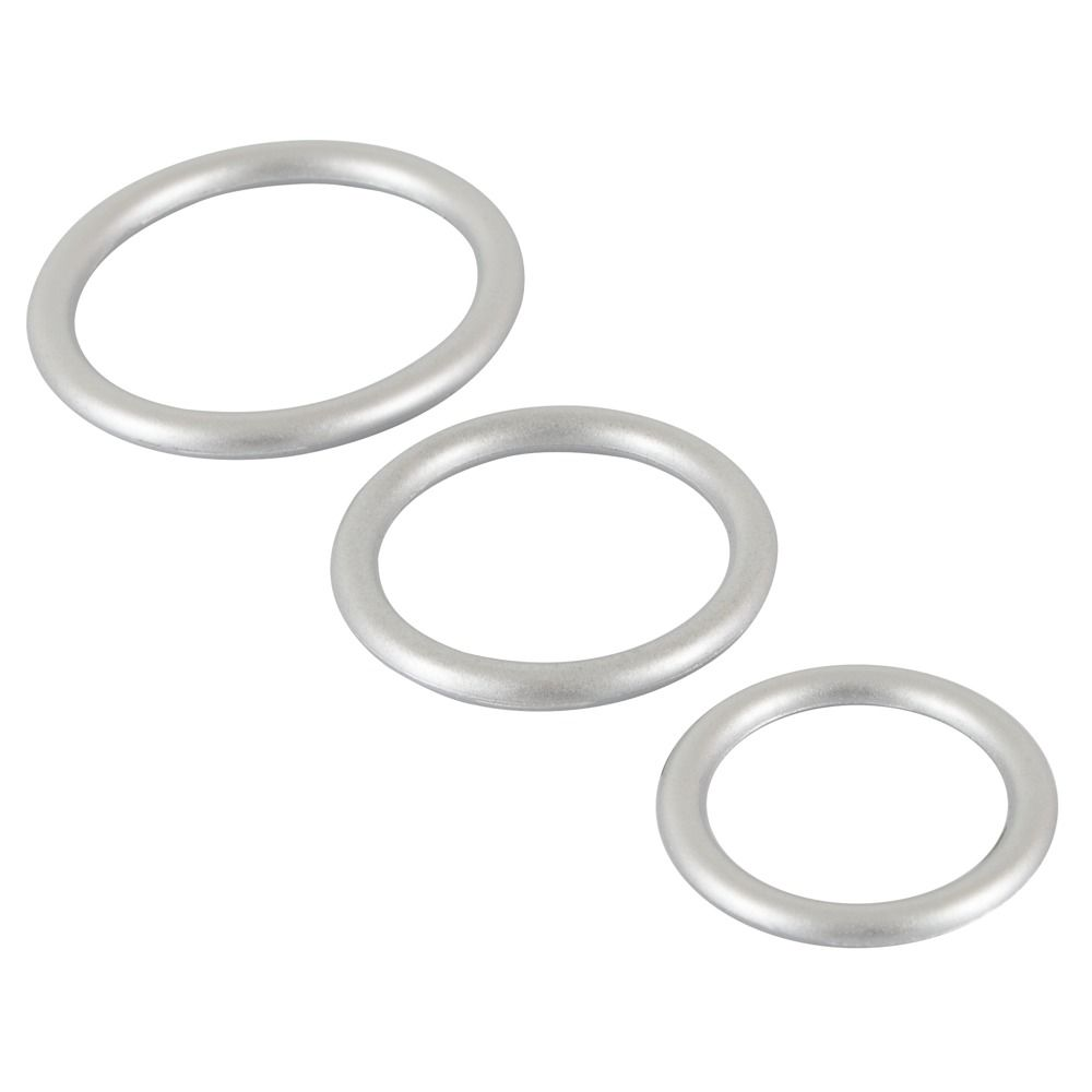 Купить набор из 3 эрекционных колец под металл metallic silicone cock ring set Image