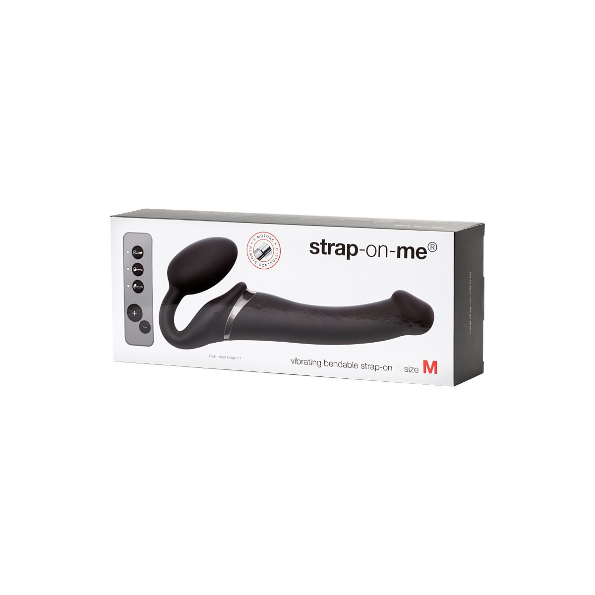 Купить черный безремневой вибрострапон silicone bendable strap-on - size m Image