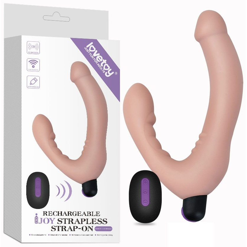 Купить безремневой страпон с вибрацией и пультом ду rechargeable ijoy strapless strap on - 22 см. Image