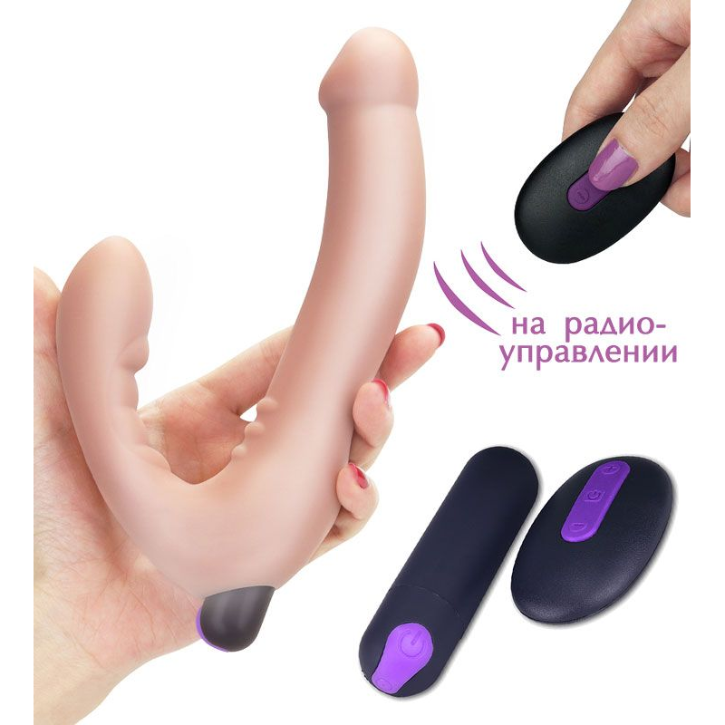 Купить безремневой страпон с вибрацией и пультом ду rechargeable ijoy strapless strap on - 22 см. Image