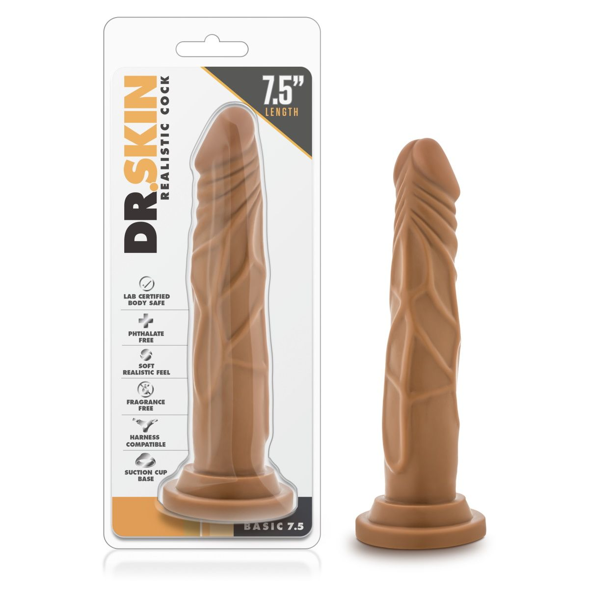 Купить кофейный фаллоимитатор без мошонки dr. skin realistic cock basic 7.5 - 19 см. Image