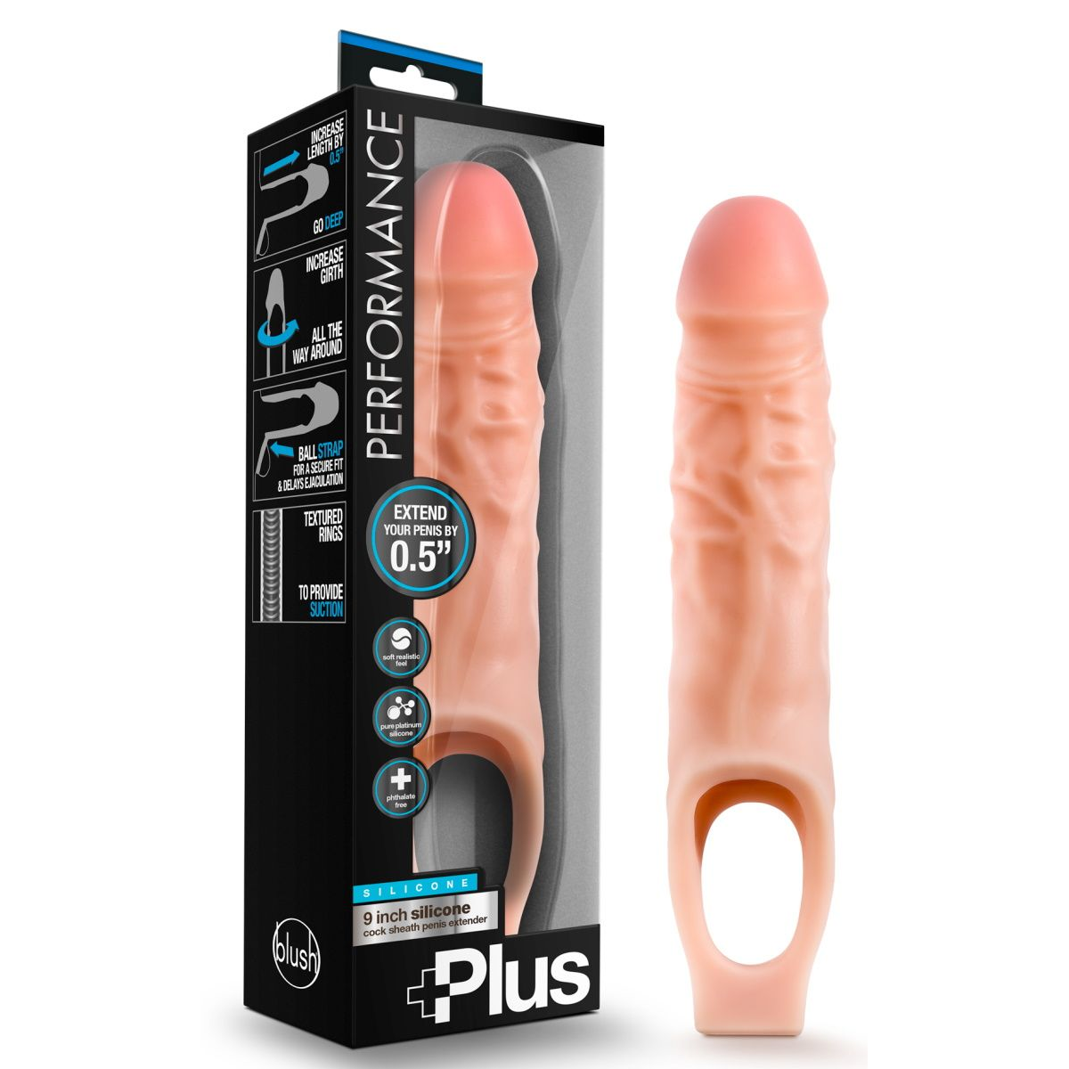 Купить телесный реалистичный фаллоудлинитель 9 inch silicone cock sheath penis extender - 22,86 см. Image