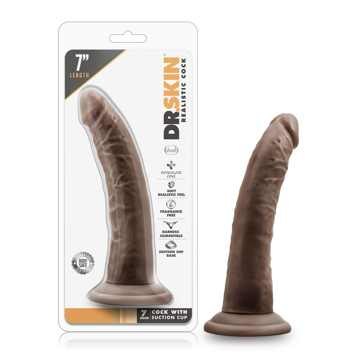 Купить коричневый фаллоимитатор 7 inch cock with suction cup - 19 см. Image