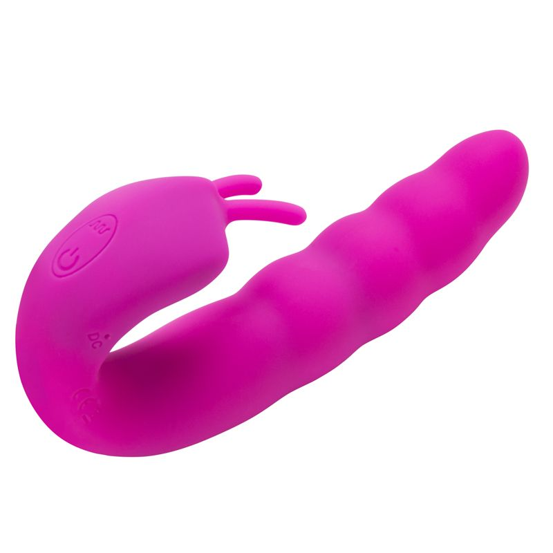 Купить розовый вибратор ribbed dual stimulator - 17 см. Image