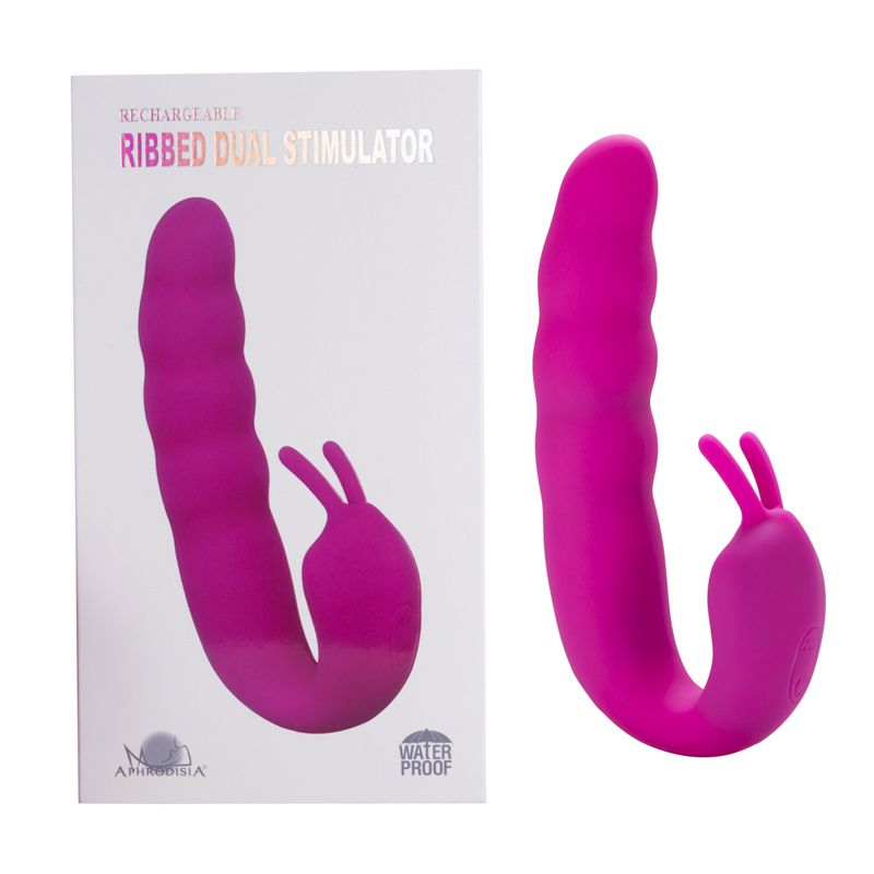 Купить розовый вибратор ribbed dual stimulator - 17 см. Image