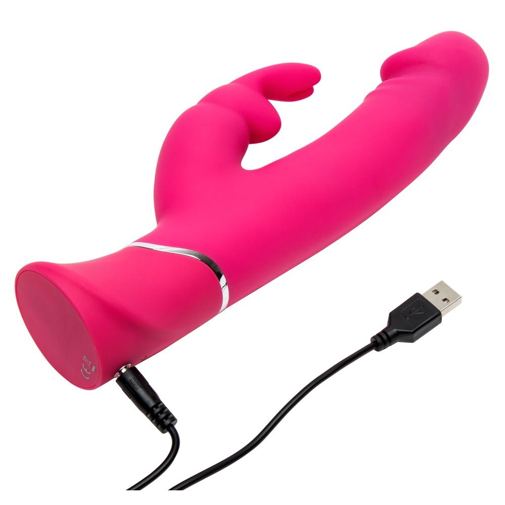 Купить розовый вибратор-кролик realistic dual density rechargeable rabbit vibrator - 25,5 см. Image