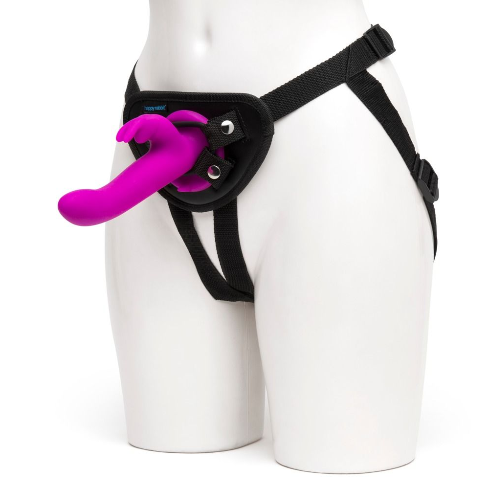 Купить лиловый страпон rechargeable vibrating strap-on harness set - 17,6 см. Image