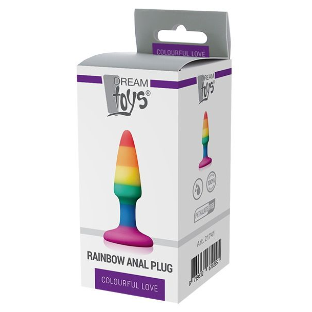 Купить разноцветная анальная втулка rainbow anal plug mini - 9 см. Image