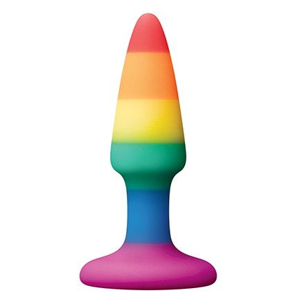 Купить разноцветная анальная втулка rainbow anal plug mini - 9 см. Image