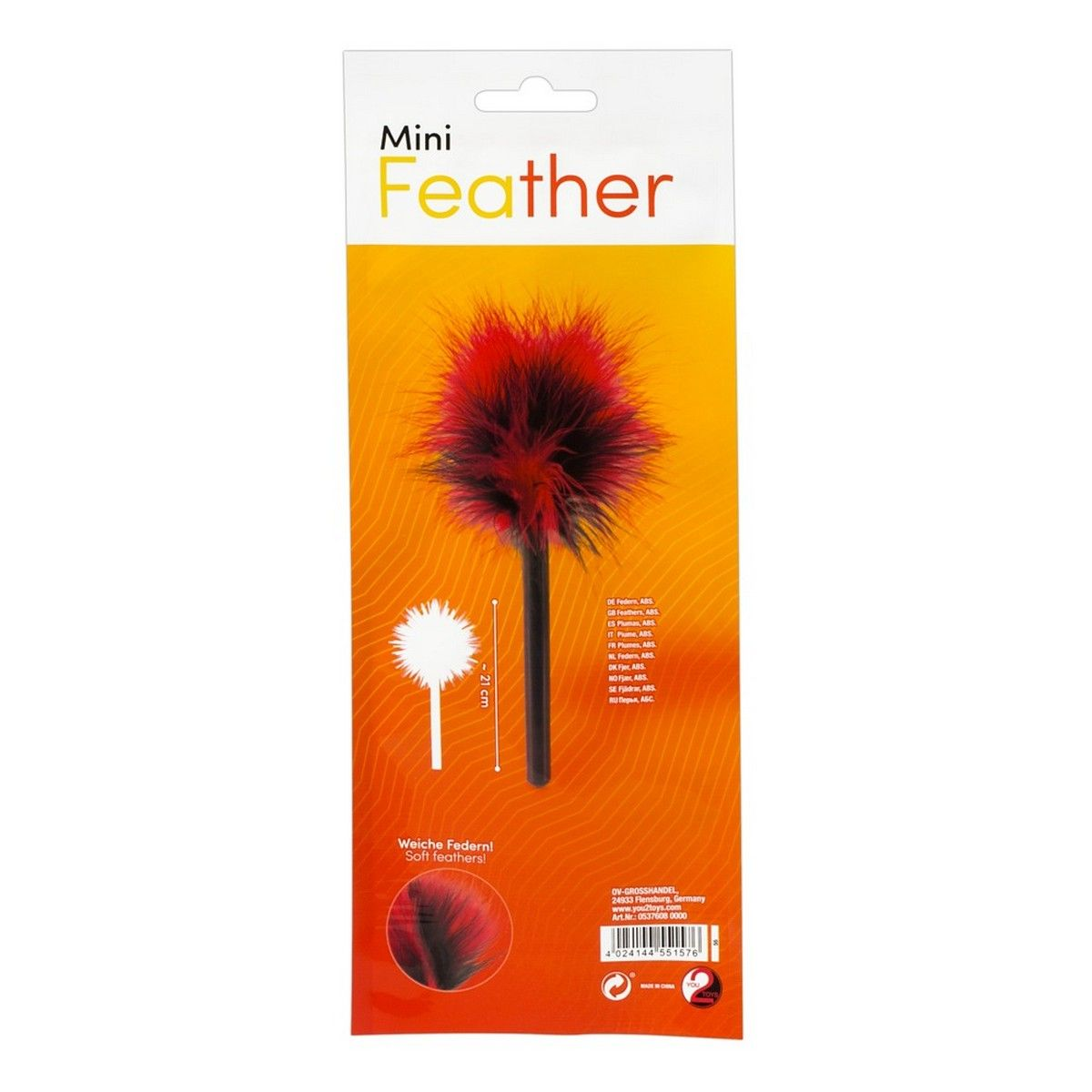 Купить красно-черная пуховка mini feather - 21 см. Image