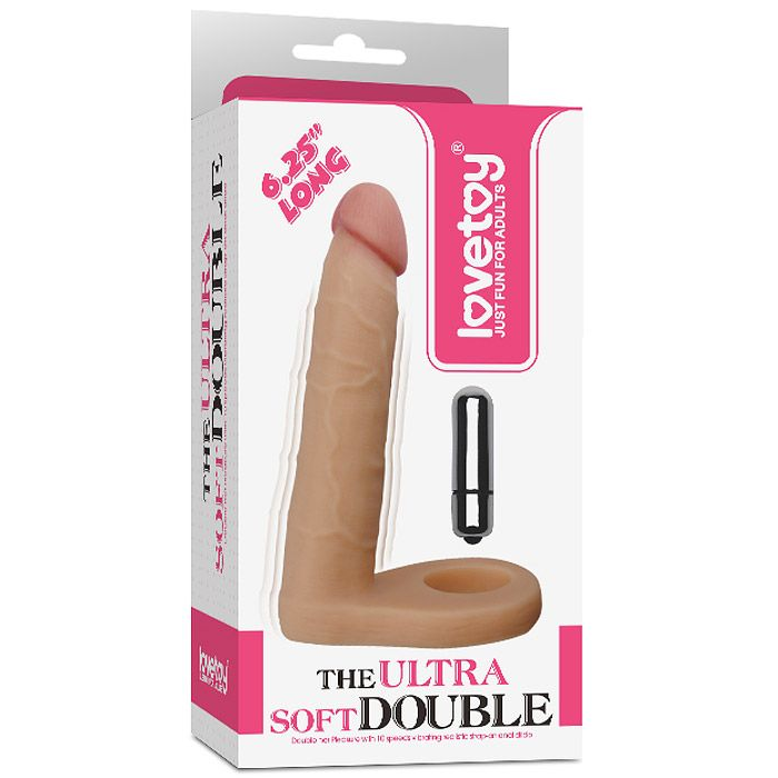 Купить телесная вибронасадка для двойного проникновения the ultra soft double-vibrating - 15,8 см. Image