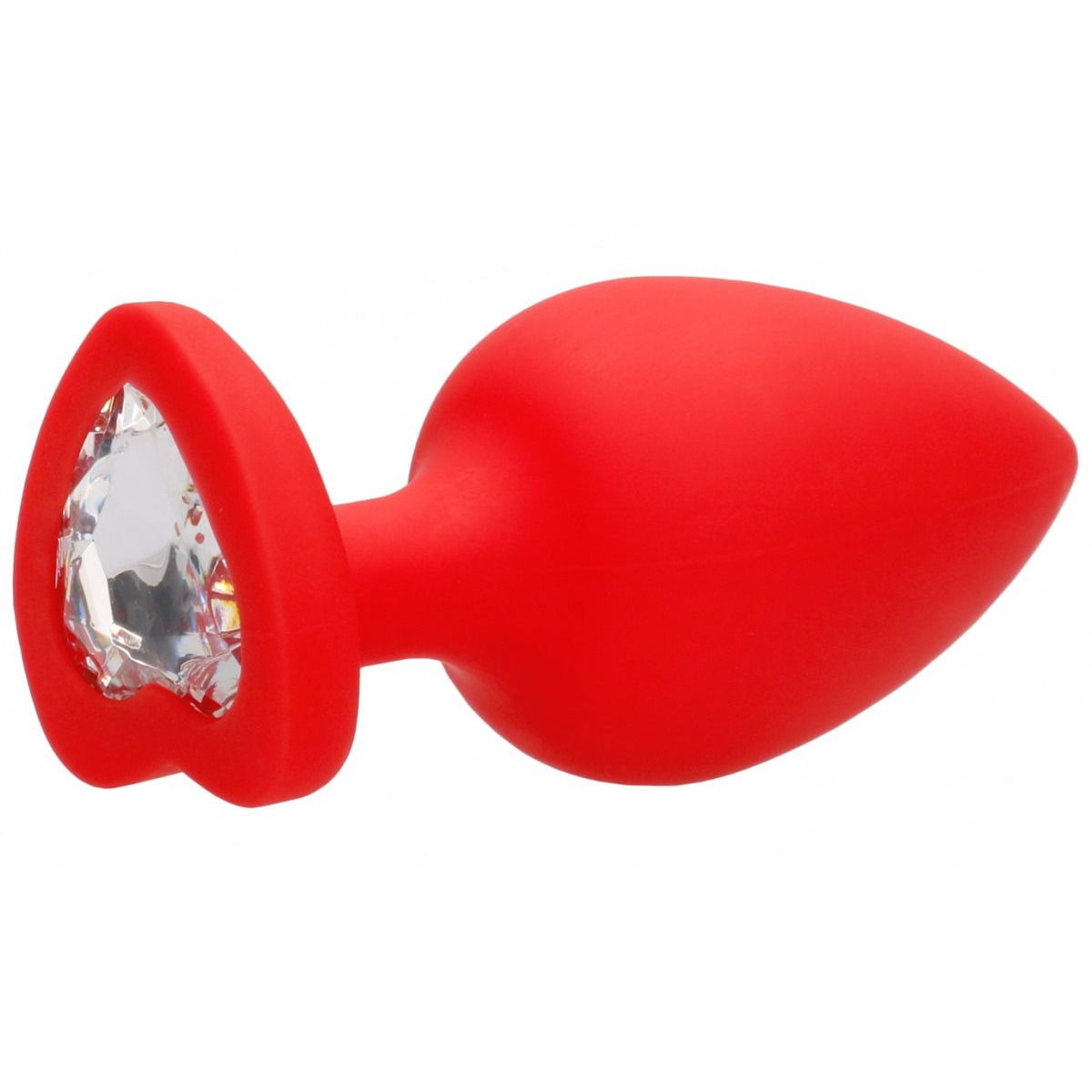 Купить красная анальная пробка с прозрачным стразом extra large diamond heart butt plug - 9,5 см. Image