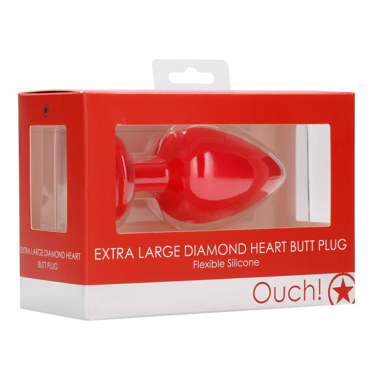 Купить красная анальная пробка с прозрачным стразом extra large diamond heart butt plug - 9,5 см. Image