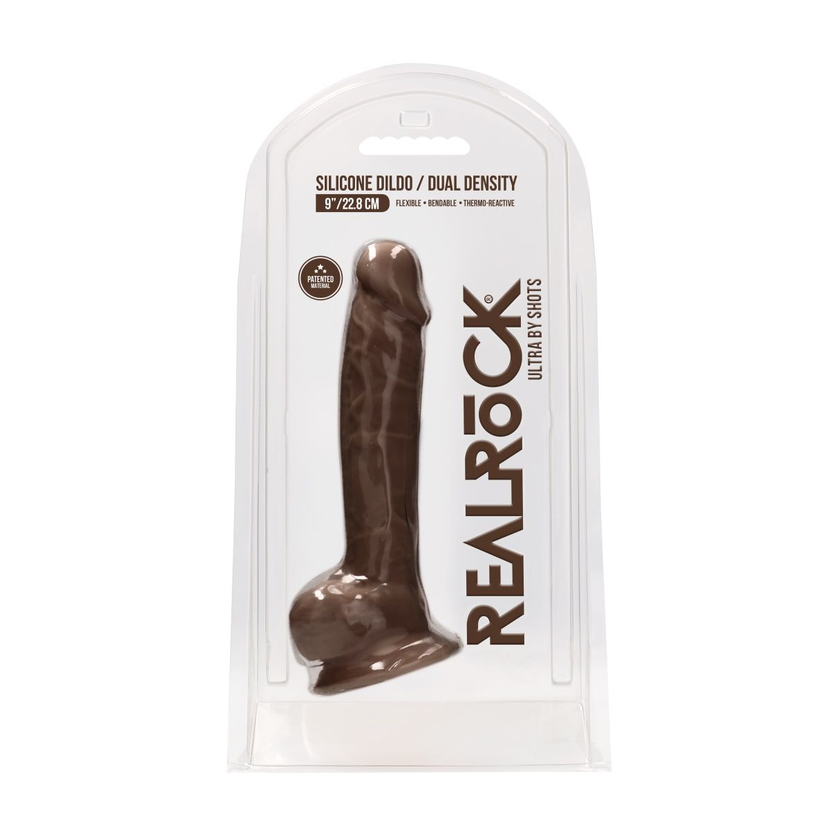 Купить коричневый фаллоимитатор silicone dildo with balls - 22,8 см. Image