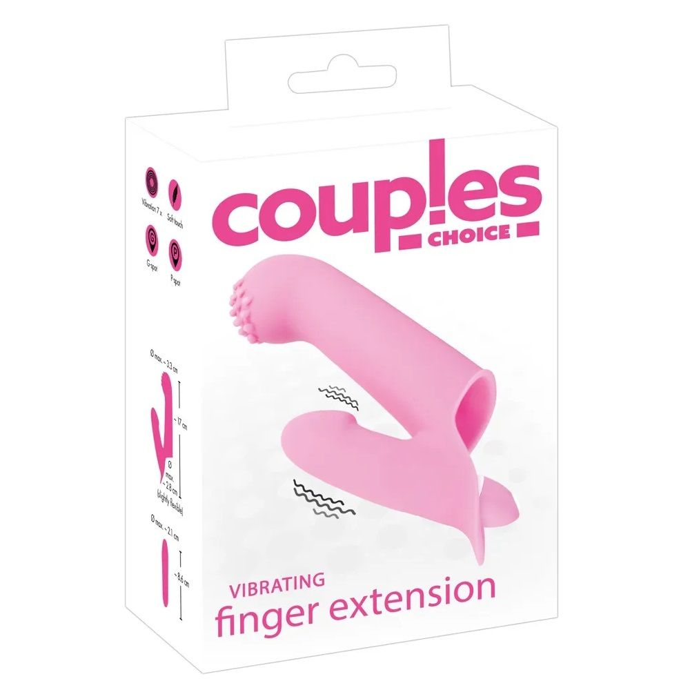 Купить нежно-розовая двойная вибронасадка на палец vibrating finger extension - 17 см. Image