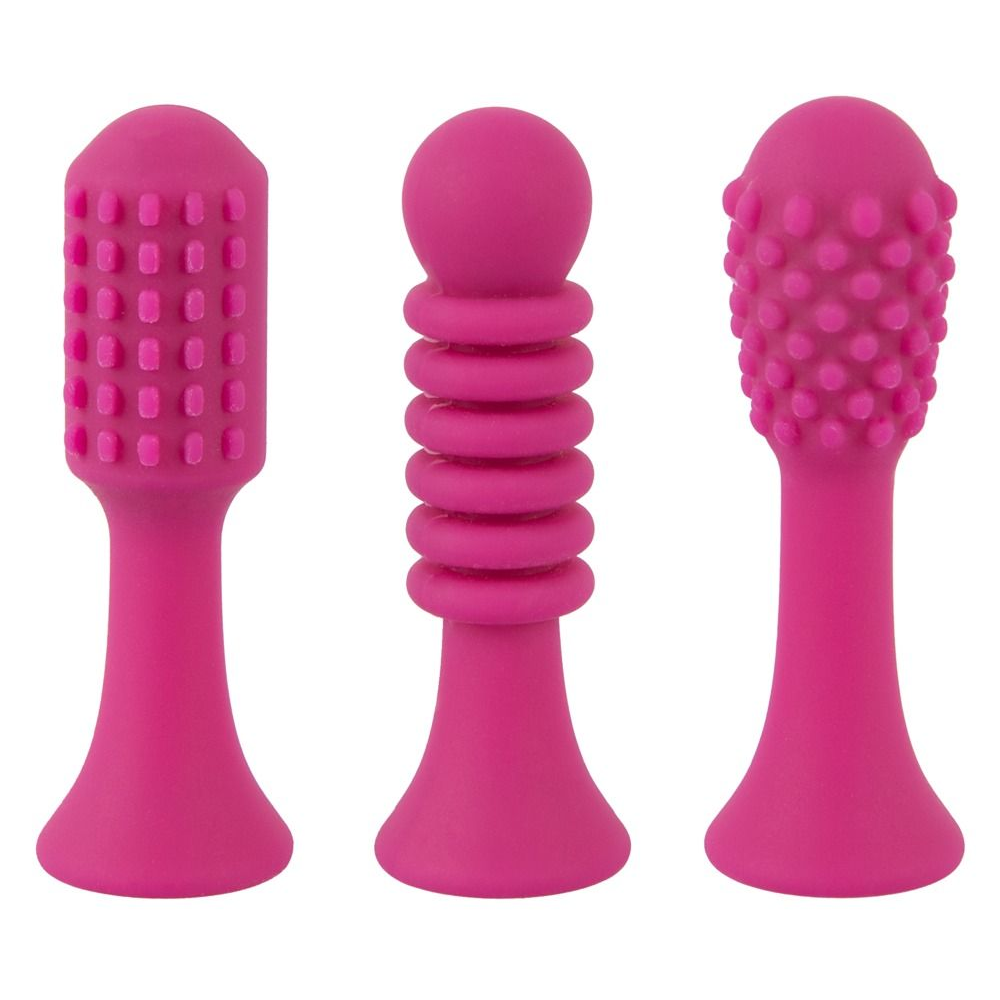 Купить ярко-розовый клиторальный вибратор с 3 насадками spot vibrator with 3 tips - 17,9 см. Image